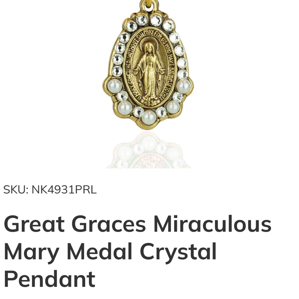 Gold and Silver Miraculous Mary Medal Pendant